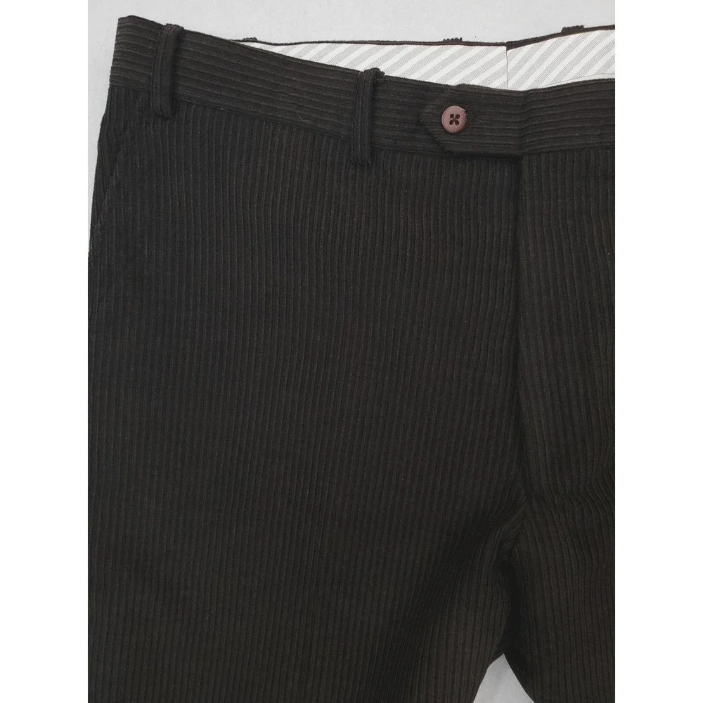 Samuelsohn Pants Mens 38x32 Brown Loro Piana Zelander Corduroy Wool Dress Cuffed